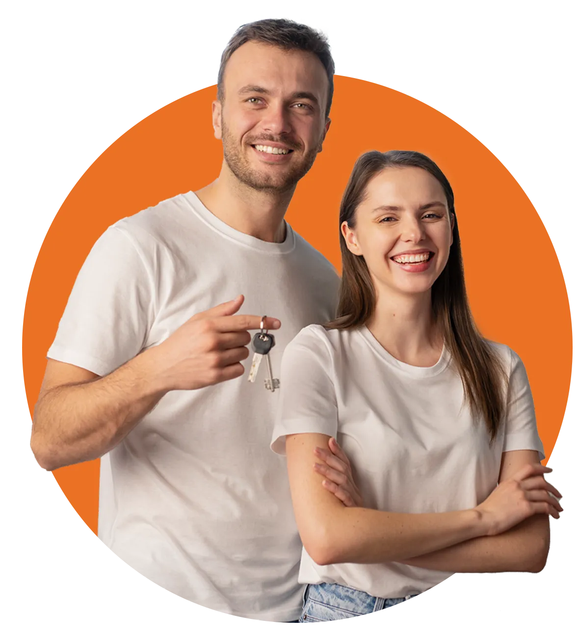 Couple posing with their newly mortgaged house keys